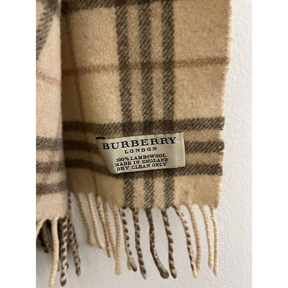 Burberry Vintage Scarf Classic Nova Check Pearl white Cream Lambswool Unisex - Picture 4 of 13